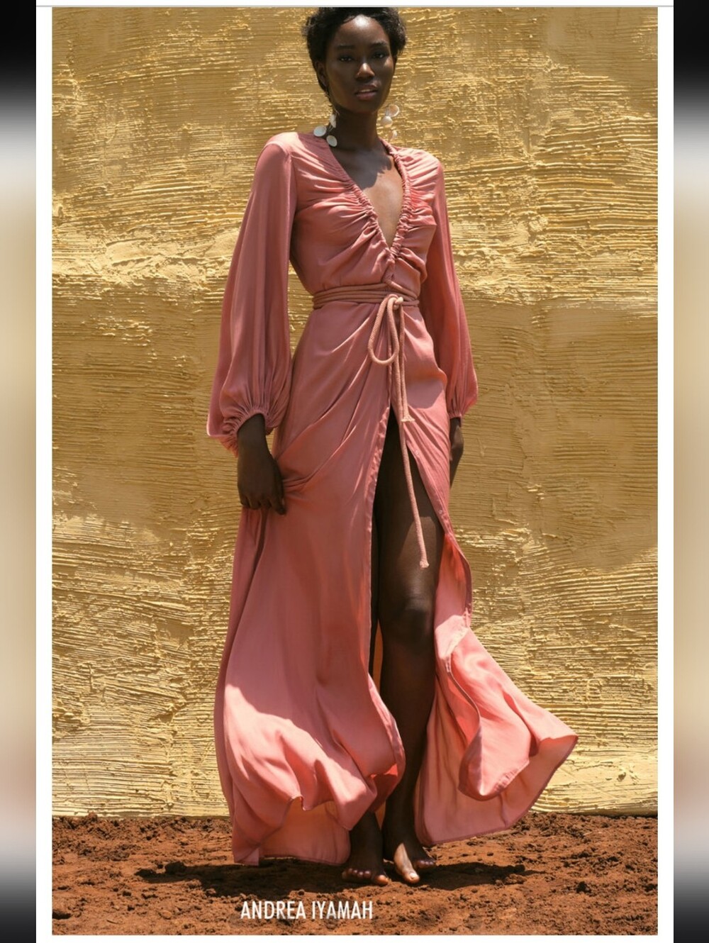 Andrea Iyamah Neema  Long-Sleeve Robe Maxi Dress